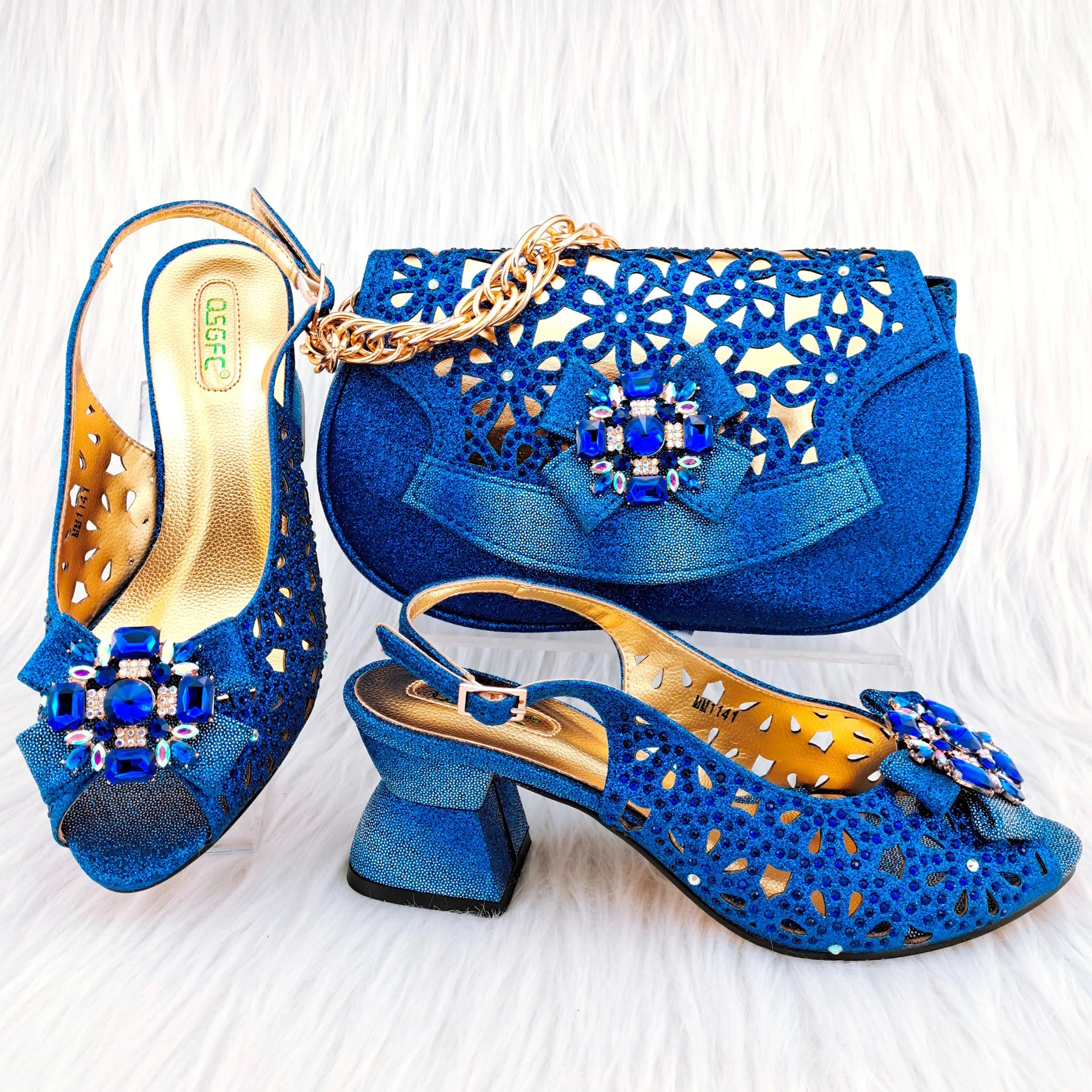 New Arrival African Wedding Shoes and Bag Set HGY1-46