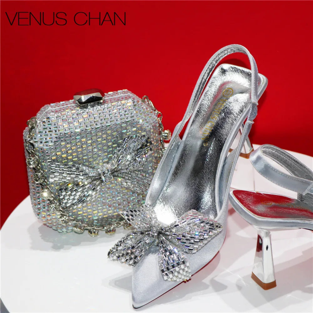 Excellent Italian Hollow Design Women Shoes Matching Bag