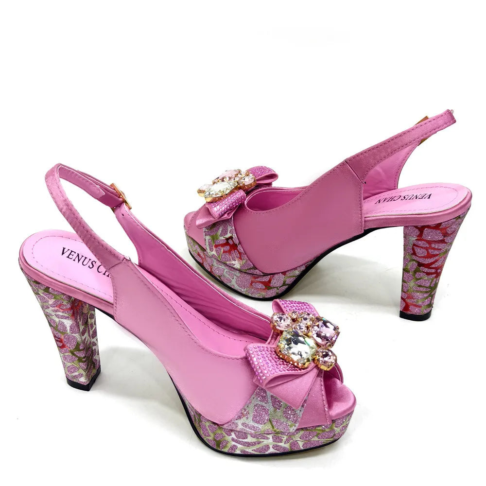 Newest Pumps Women High Heels Shoes and Bags Set