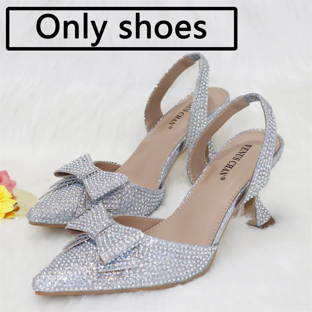 New Silver Versatile Party Ladies Shoes And Bag Set