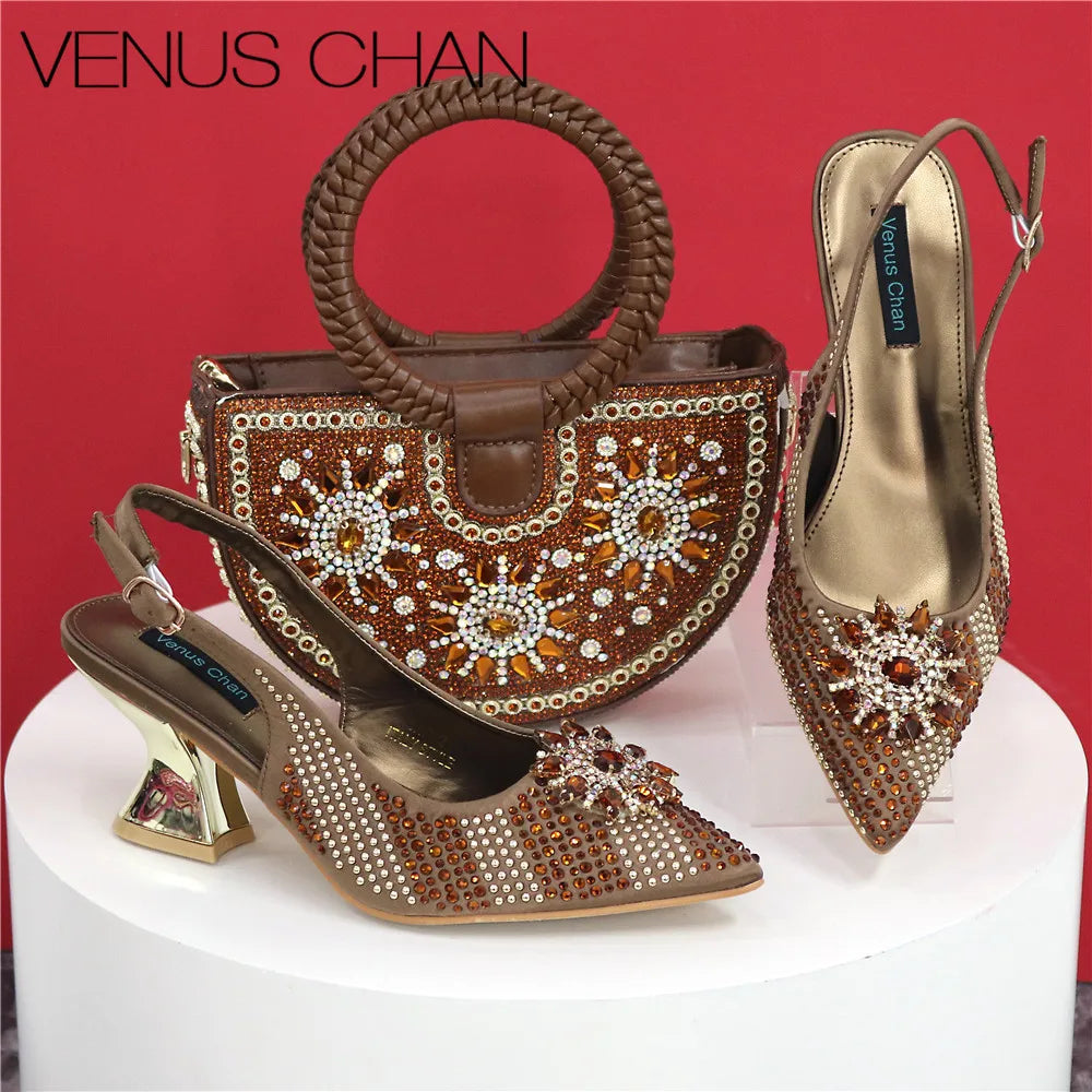 Italian Design Evening Bag Paired With Handmade Petal Shoes