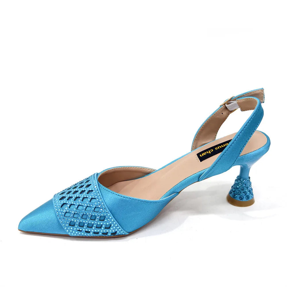 Latest Women Italian Shoes and Matching Bags Decorated with Rhinestone