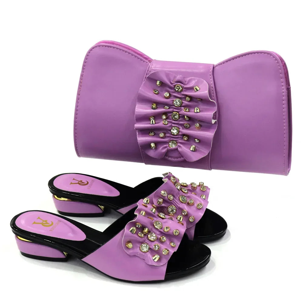 Latest Italian Design Fashion African Shoes and Bags Set