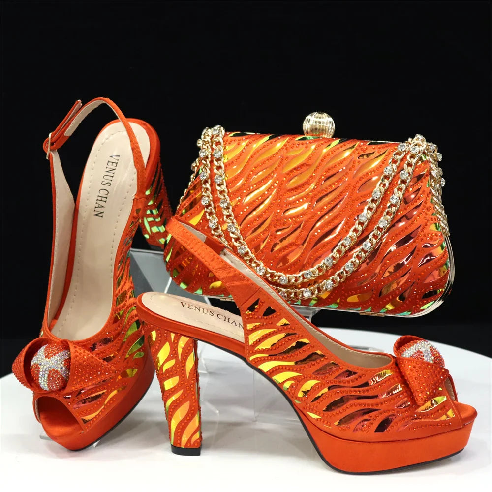 Italian Shoes And Bag Sets For Evening Party With Stones HJK1-60