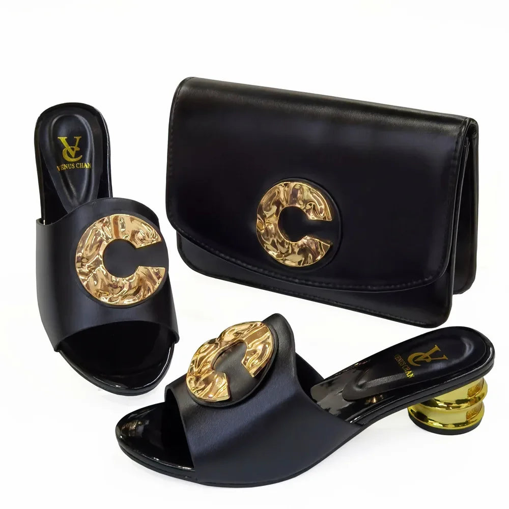Latest Italian Design Fashion African Shoes and Bags Set