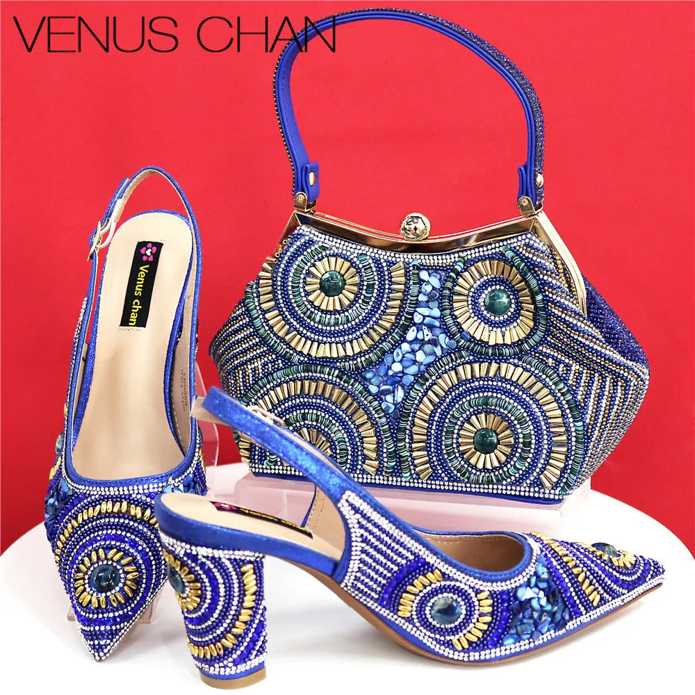Popularity Italian Design Luxury Women's Pointed Shoes And Bag Set