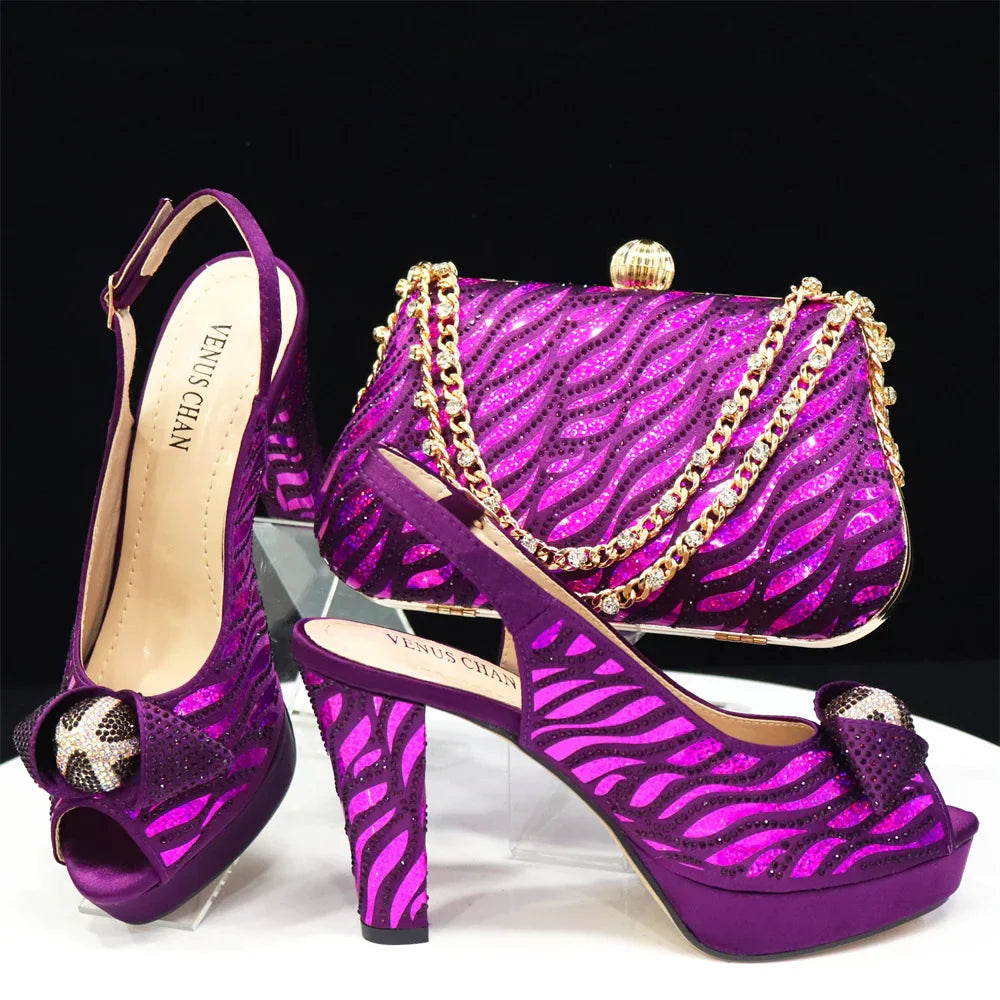 Italian Shoes And Bag Sets For Evening Party With Stones HJK1-60