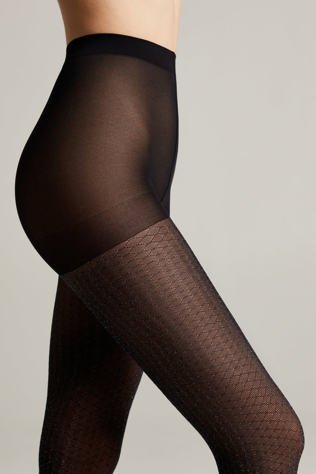 Fantasy Tights Conte Silver - Shining Openwork Honeycomb Pattern