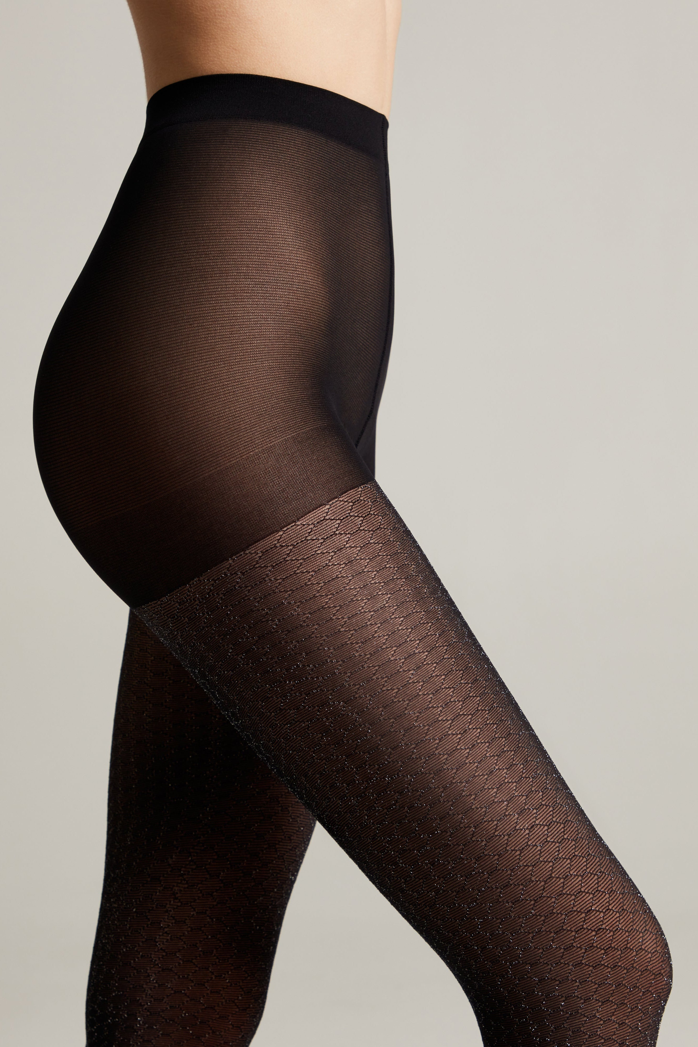 Fantasy Tights Conte Silver - Shining Openwork Honeycomb Pattern