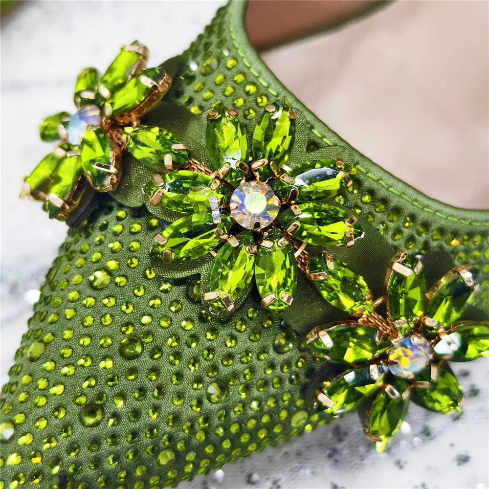 Popularity Pointed Toe High Heels Shoes and Bags Set With Rhinestone