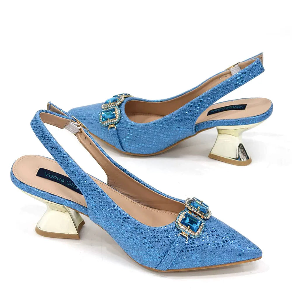 Newest Design Peep Toe Ladies Shoes Matching Bag Set