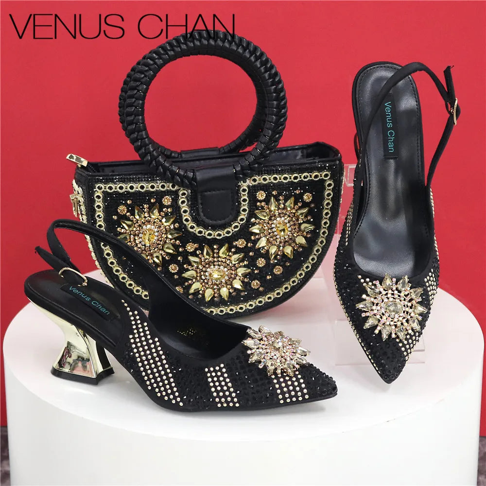 Italian Design Shoes And Bag Paired With Handmade Petal Clutches