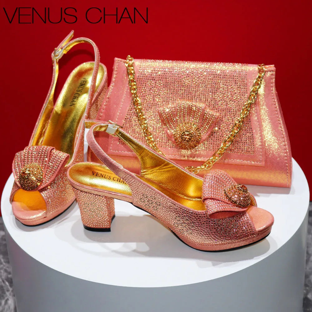 New Arrival Italian Fashion Design High Heels Shoes And Bag Set