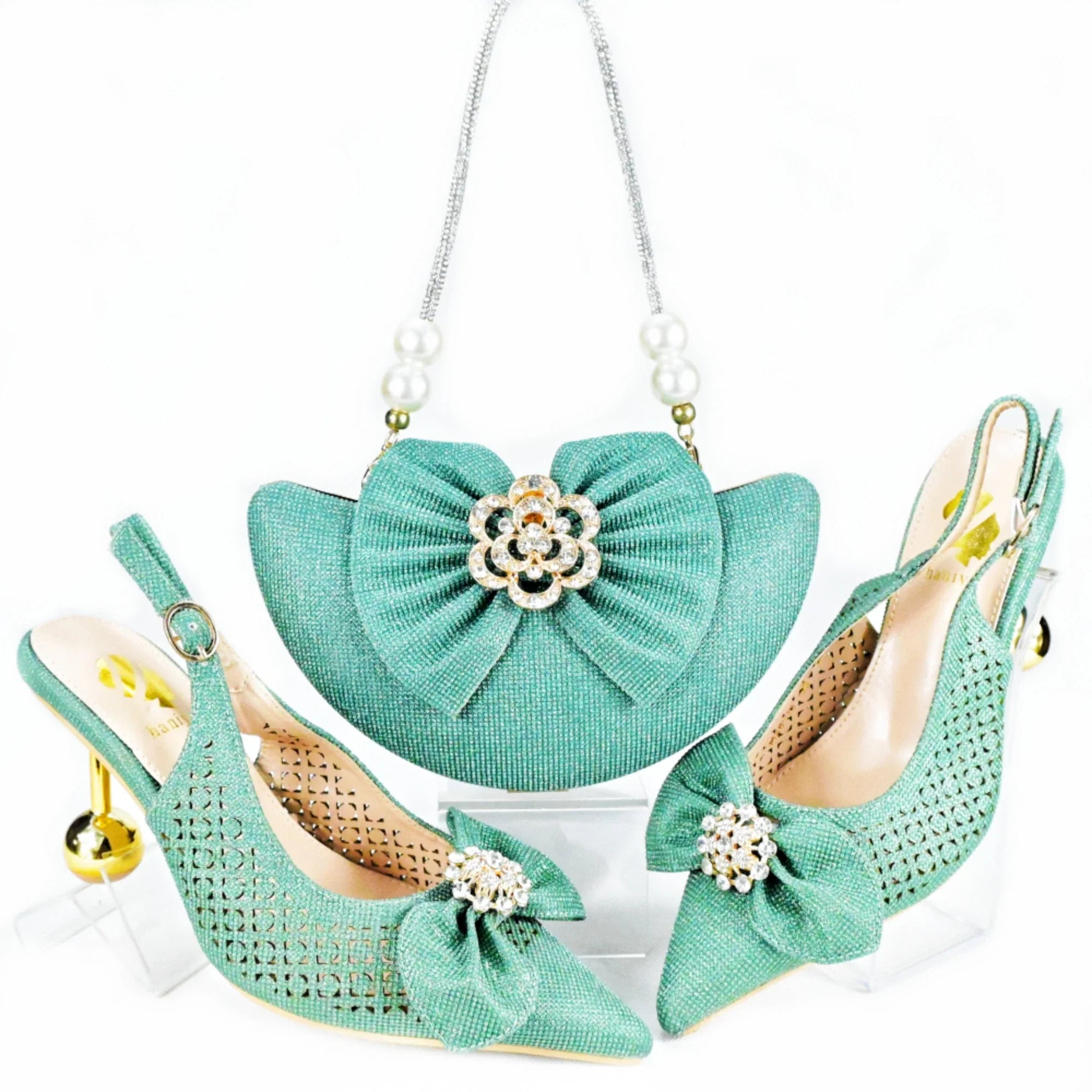 New Arrival African Wedding Shoes and Bag Set HAS1-21
