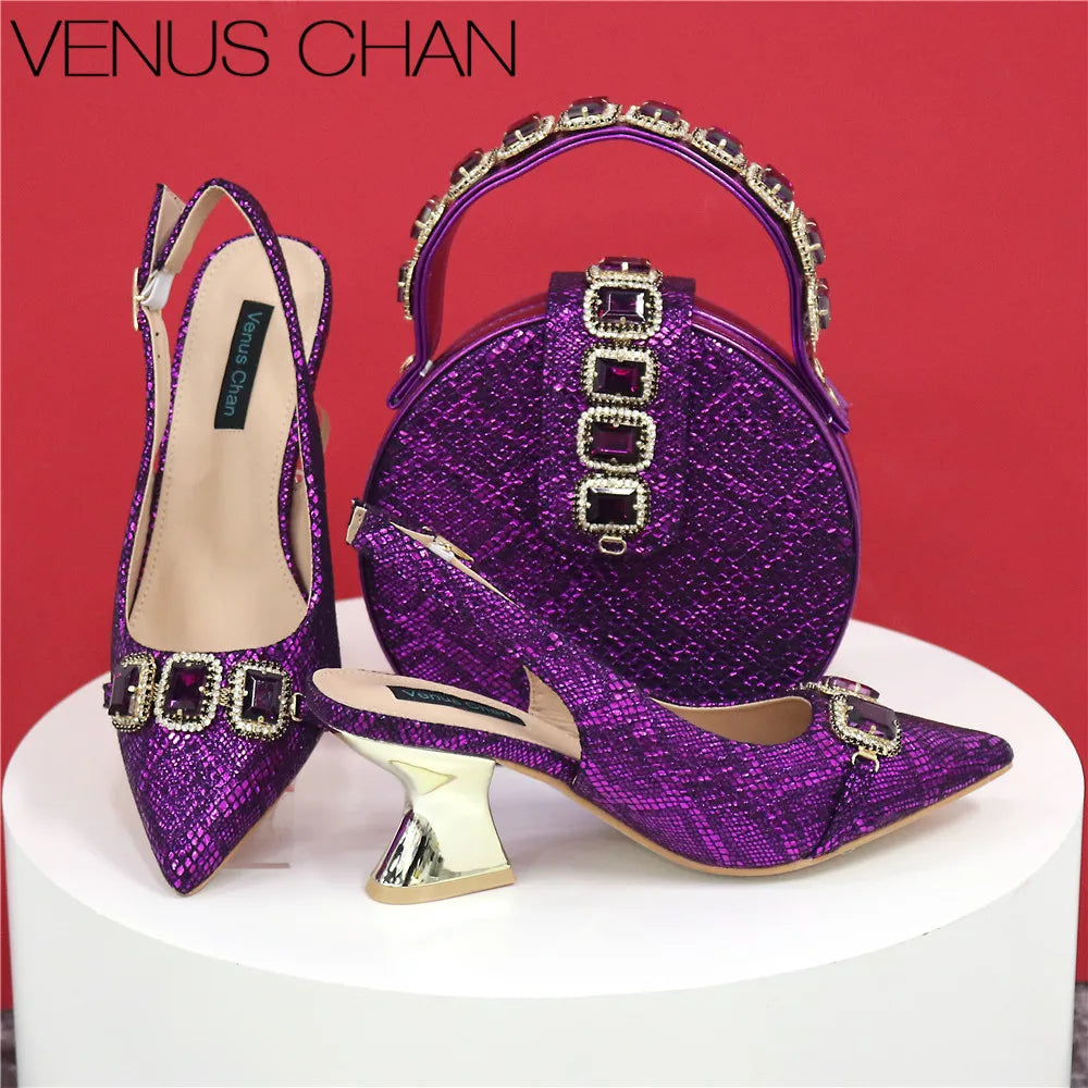 Newest Style Teal Sky Color Platform Shoes Matching Bag Set