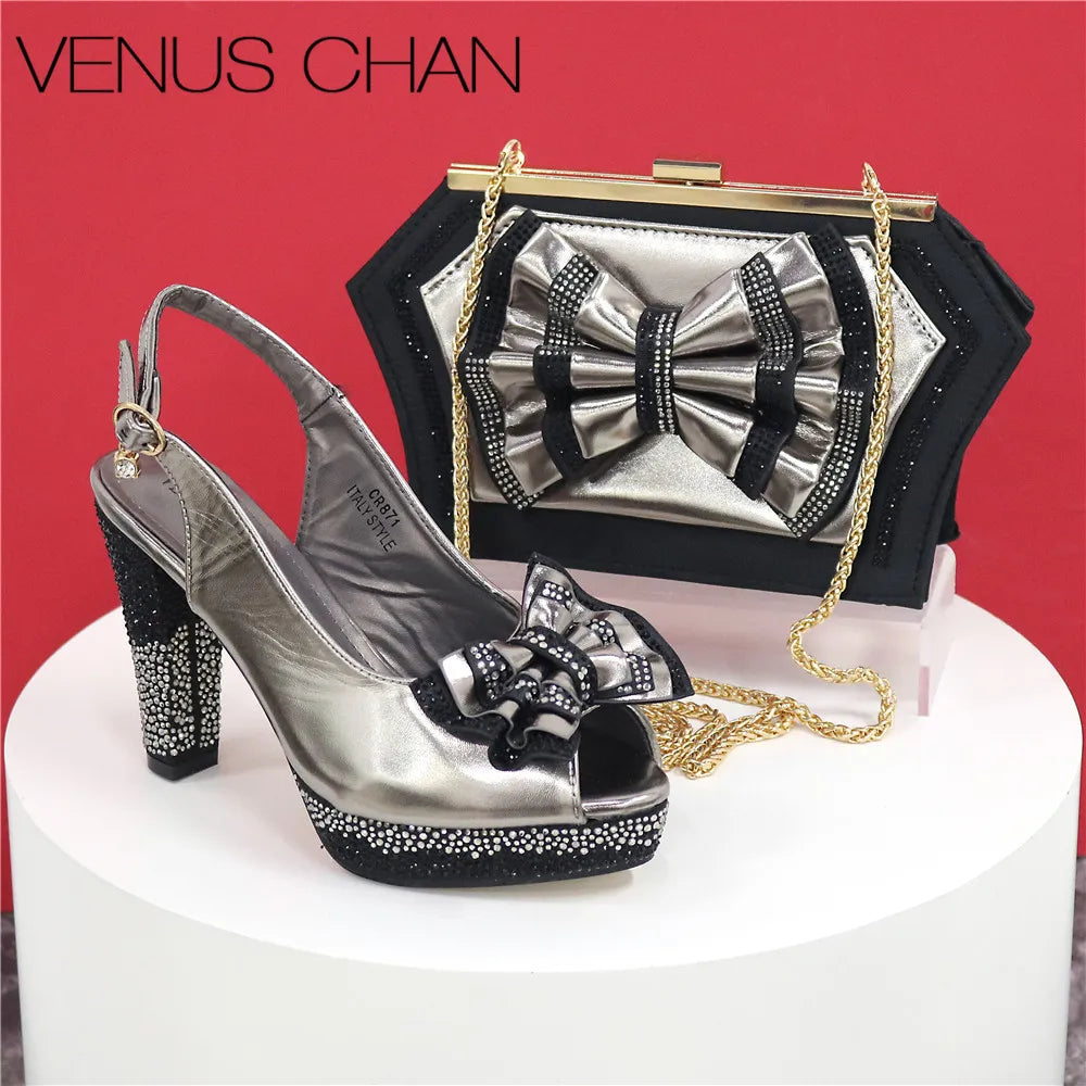 New Designer Specials Italian Women Heels Shoes and Bag Set