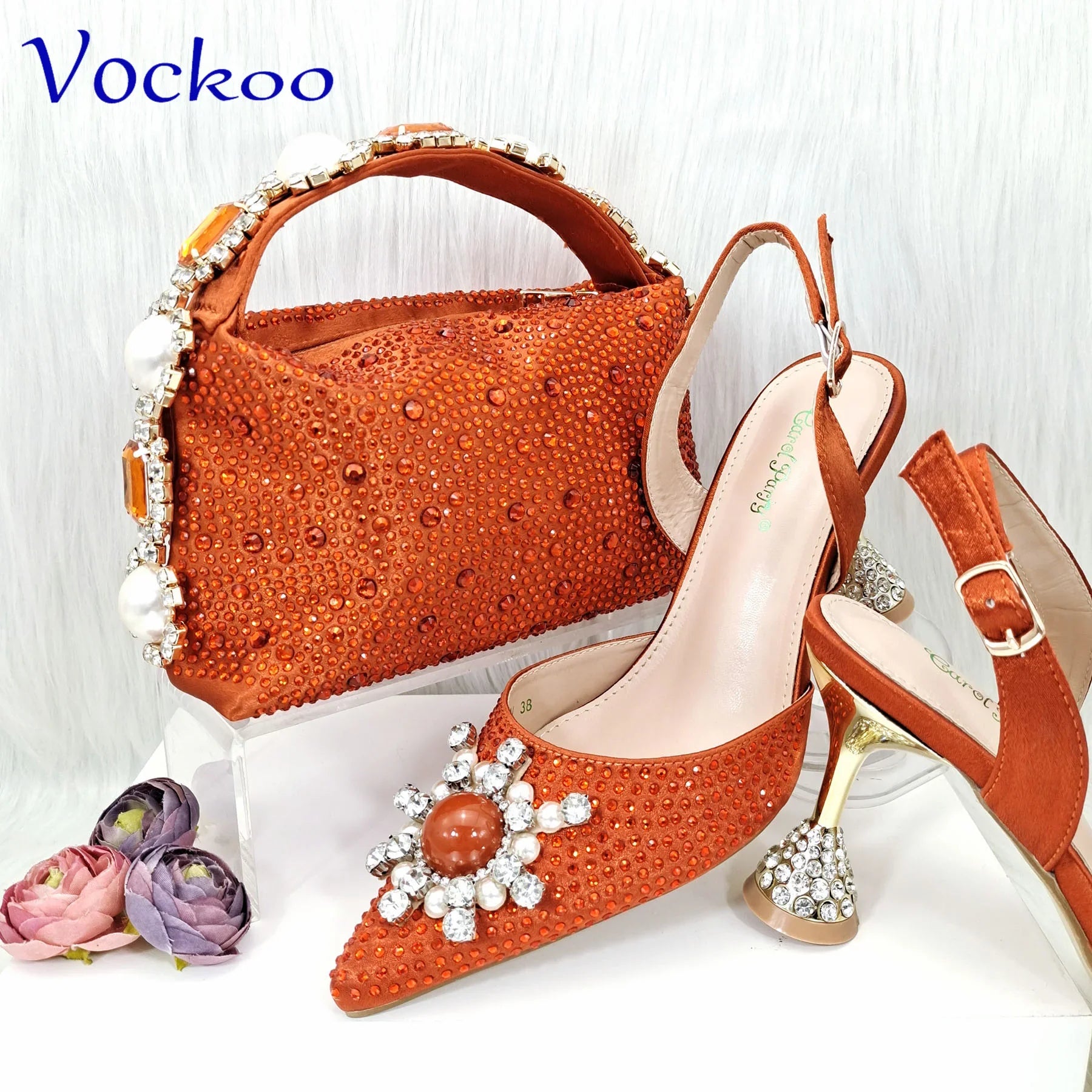 Women's Shoes and Bag Set with Shinning Crystal