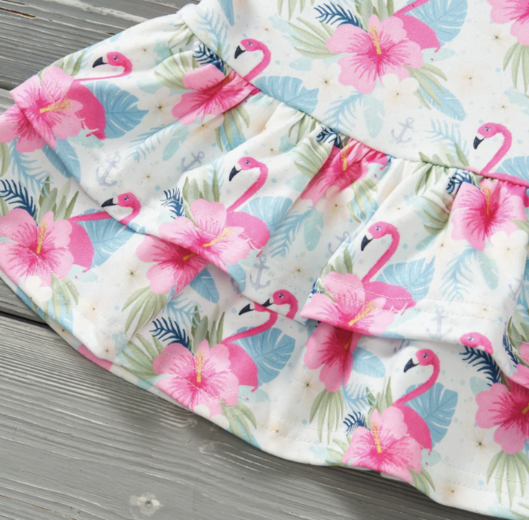 Pink Plumes & Blooms Capri Set