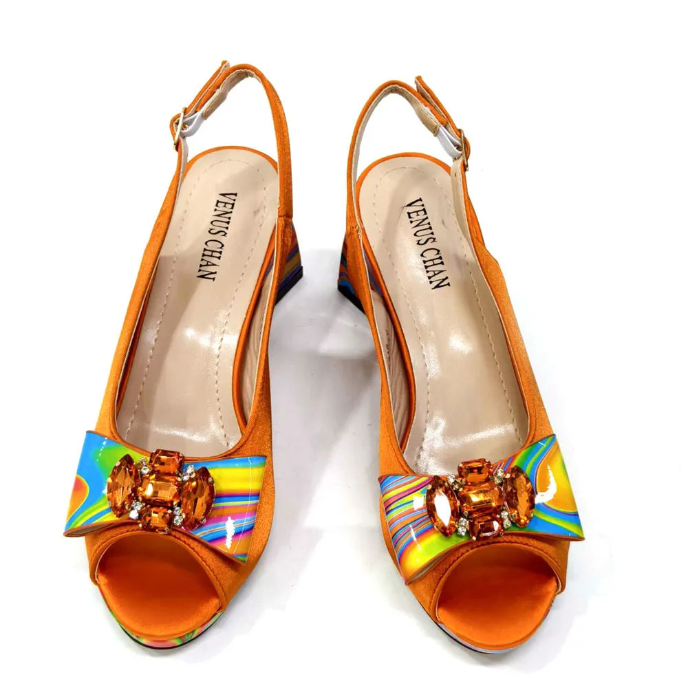 Ladies Shoes and Bag Decorated with Rhinestone