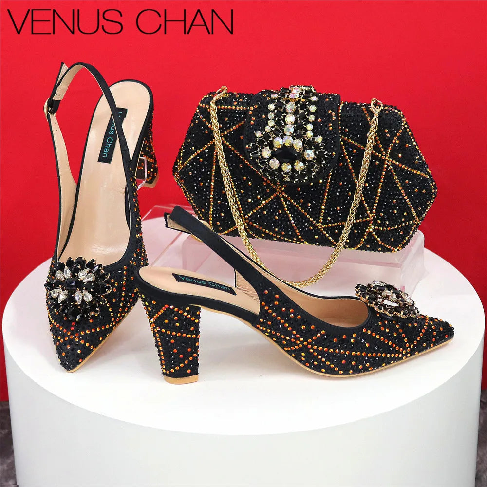 Italian Shoes and Bags Matching Set Decorated