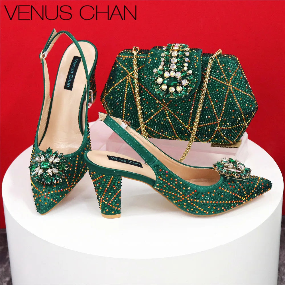 Italian Shoes and Bags Matching Set Decorated