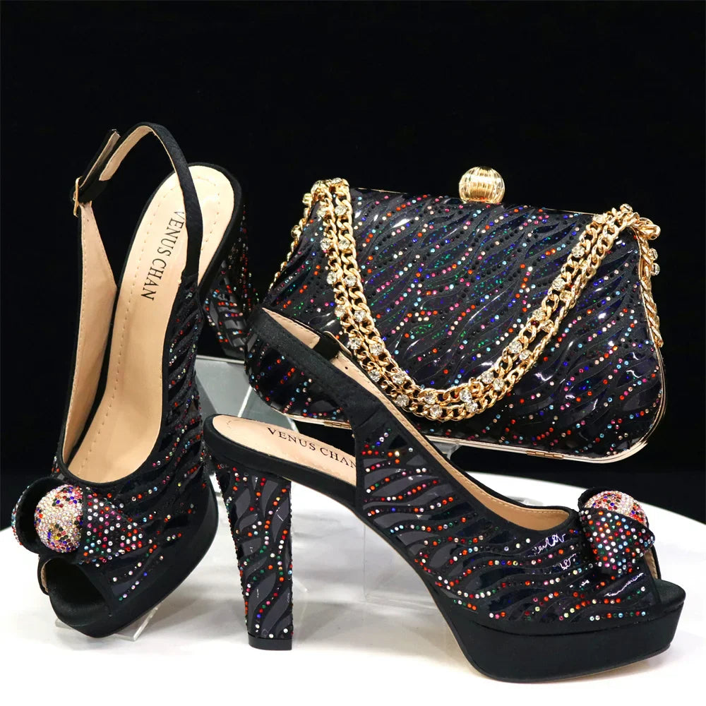 Italian Shoes And Bag Sets For Evening Party With Stones HJK1-60