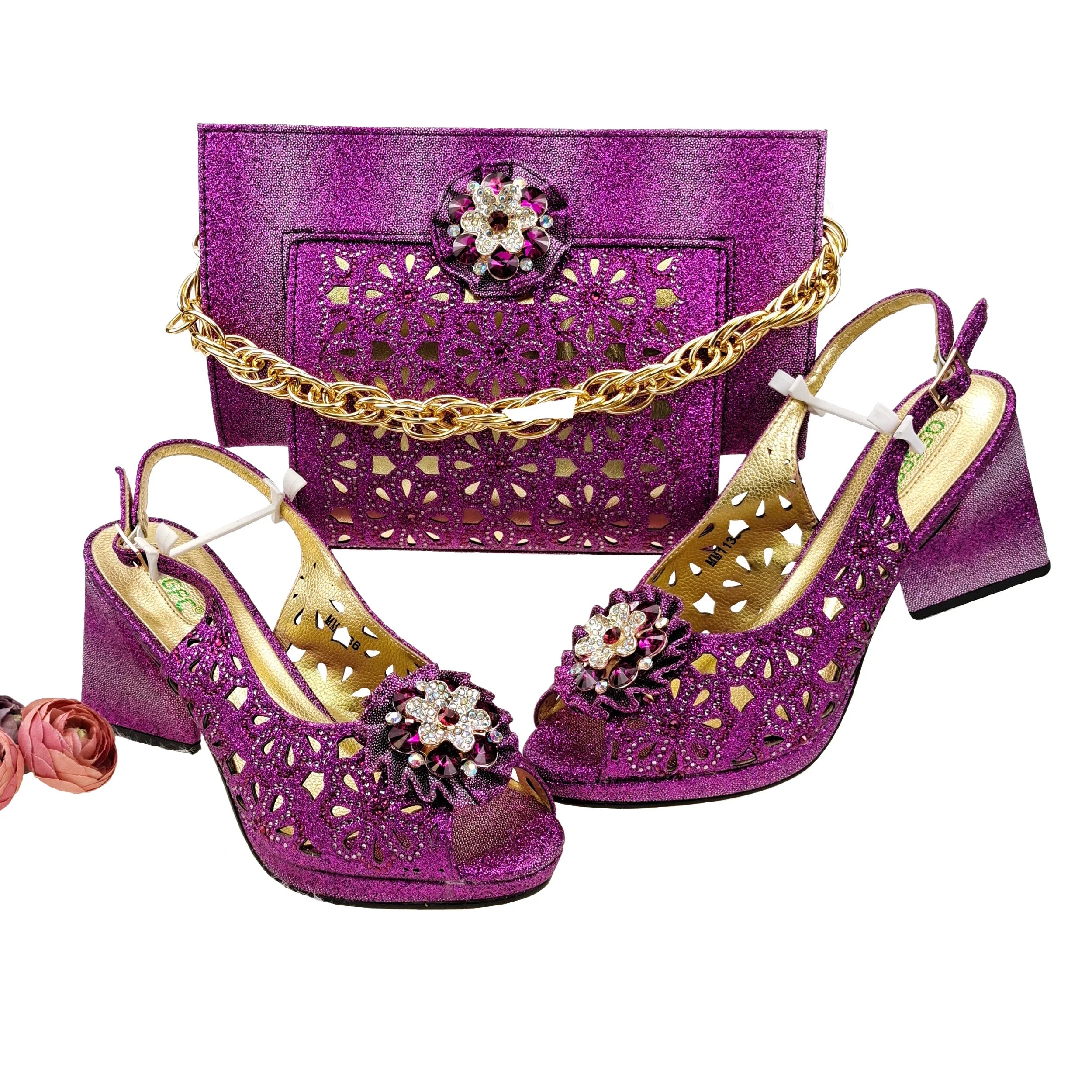 Italian Shoes And Bag Sets For Evening Party HFV-25