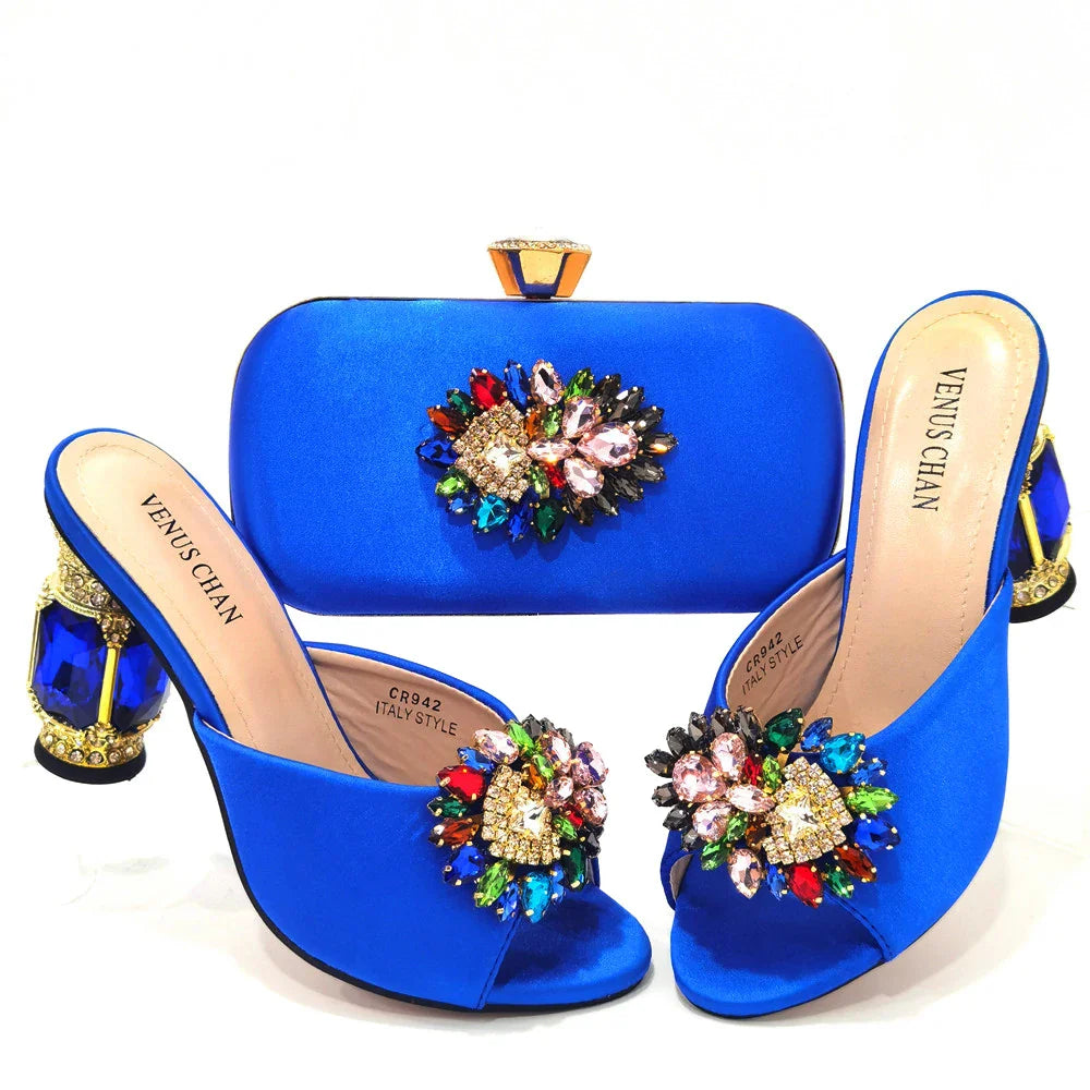 Italian blue Shoes And Bag Sets HSD1-35