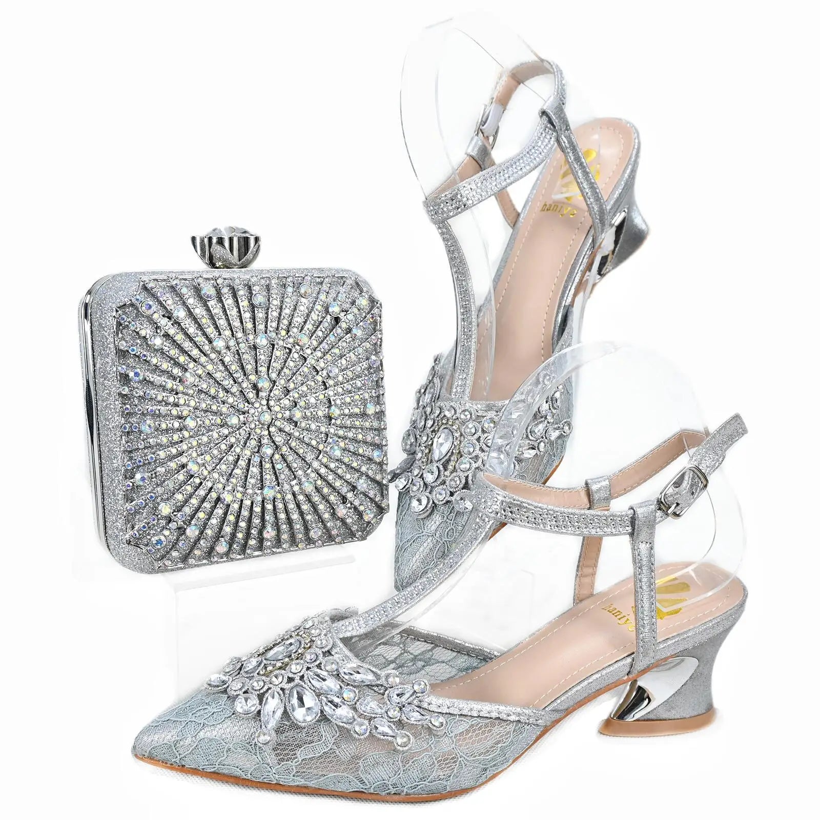 New Arrival African Wedding Shoes and Bag Set HTG1-13