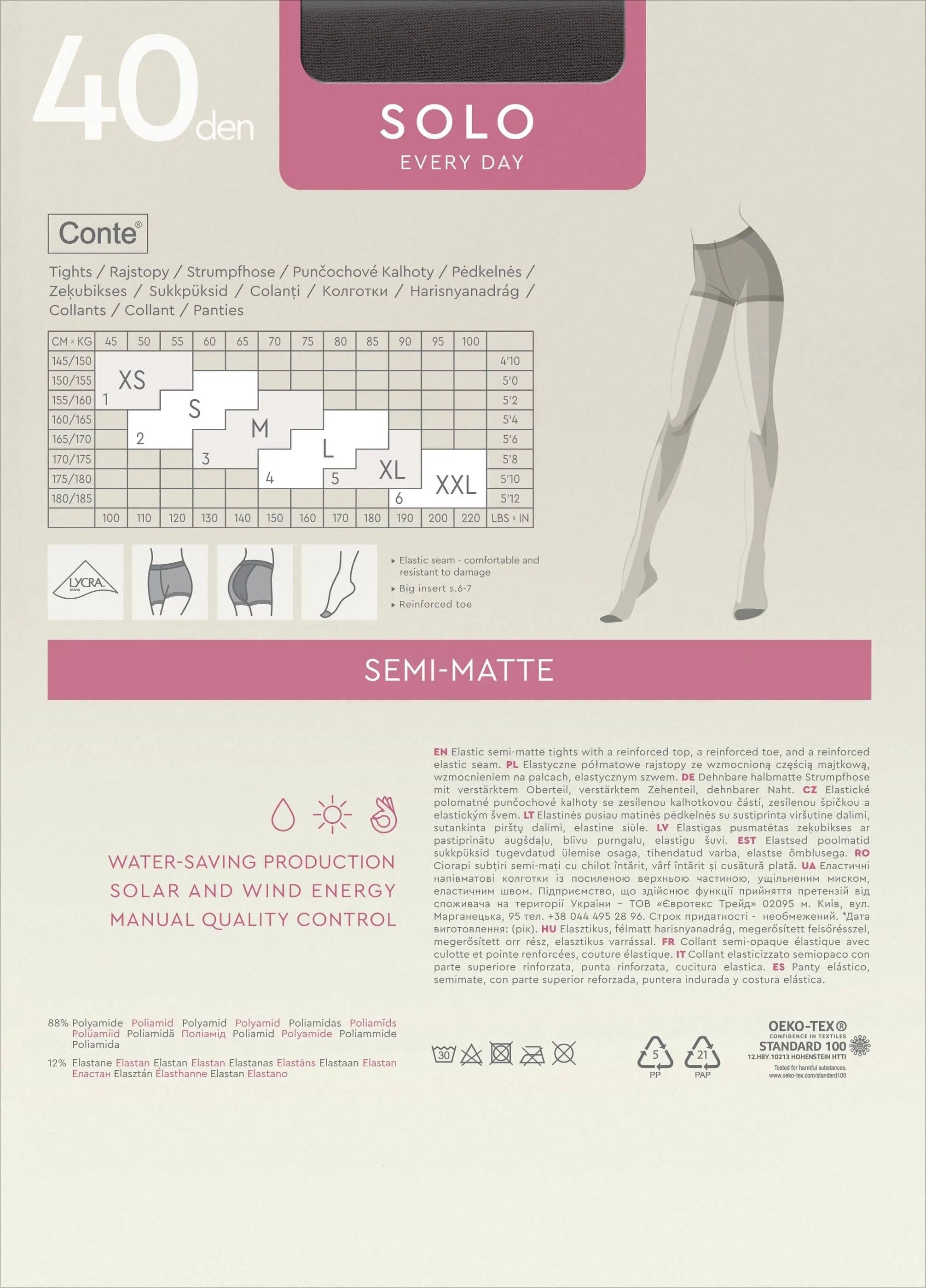 Tights Conte Solo 40 Den - Classic Pantyhose