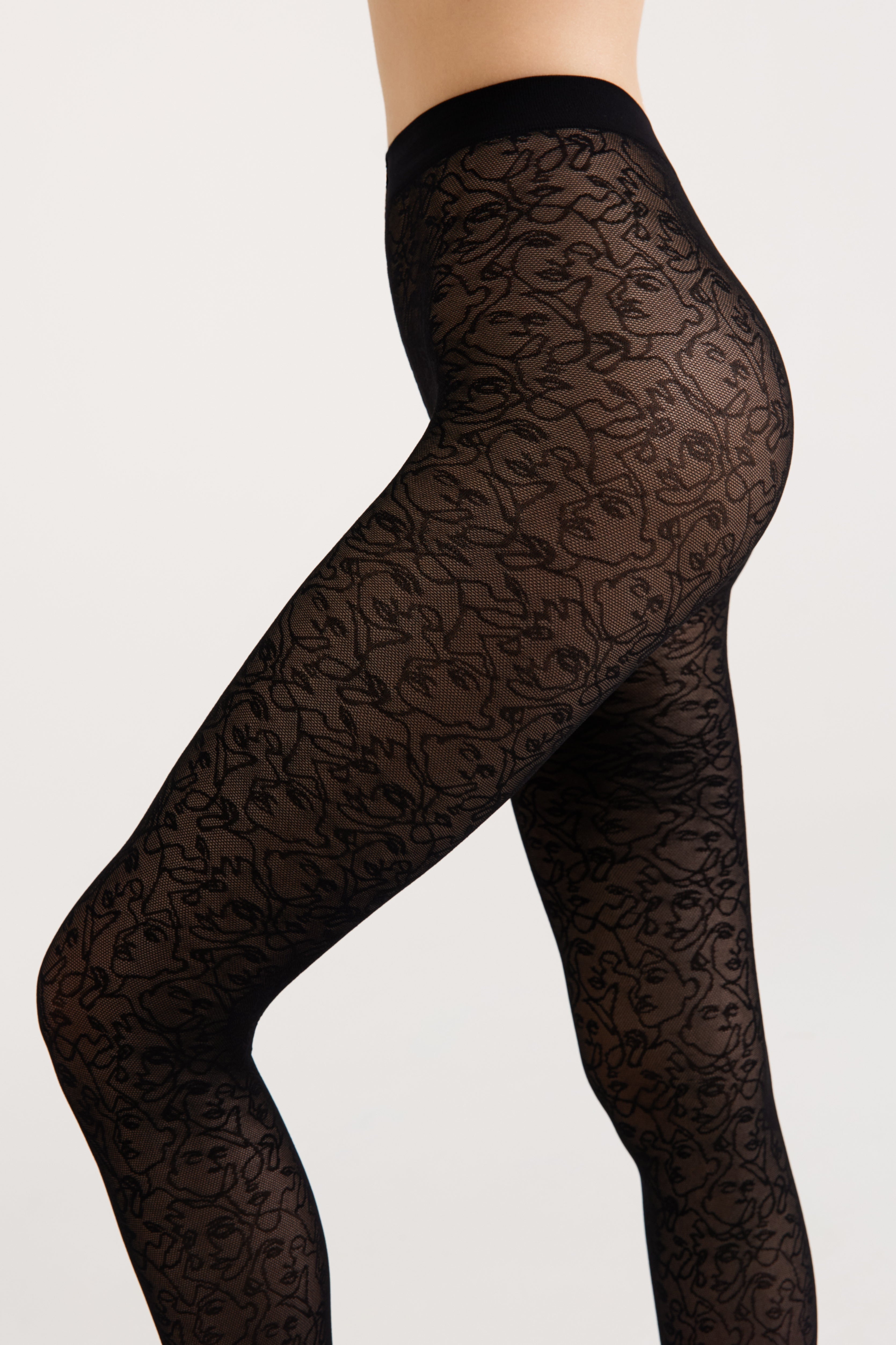 Fantasy Tights Conte Visages - Fantasy Pattern "Face"