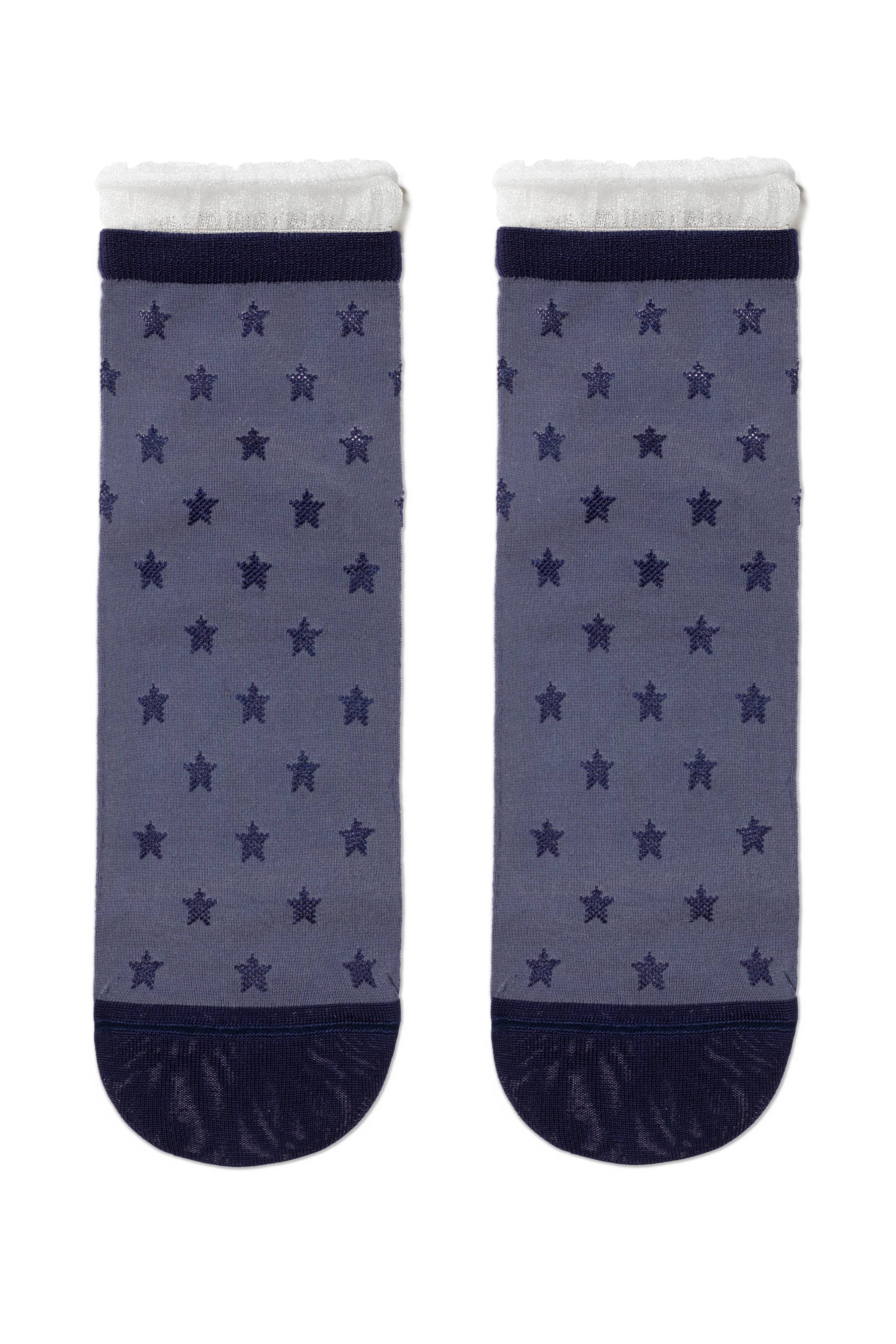 Conte Socks Classic - 491 Glossy Pattern and Decorative Transparent Mesh