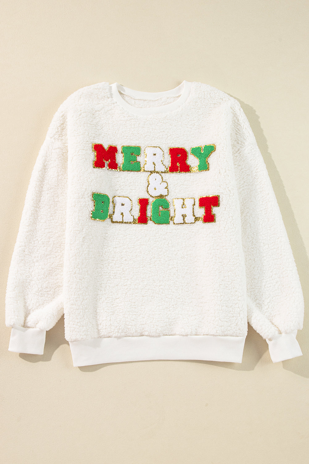 Christmas MERRY & Bright Chenille Sherpa Sweatshirt