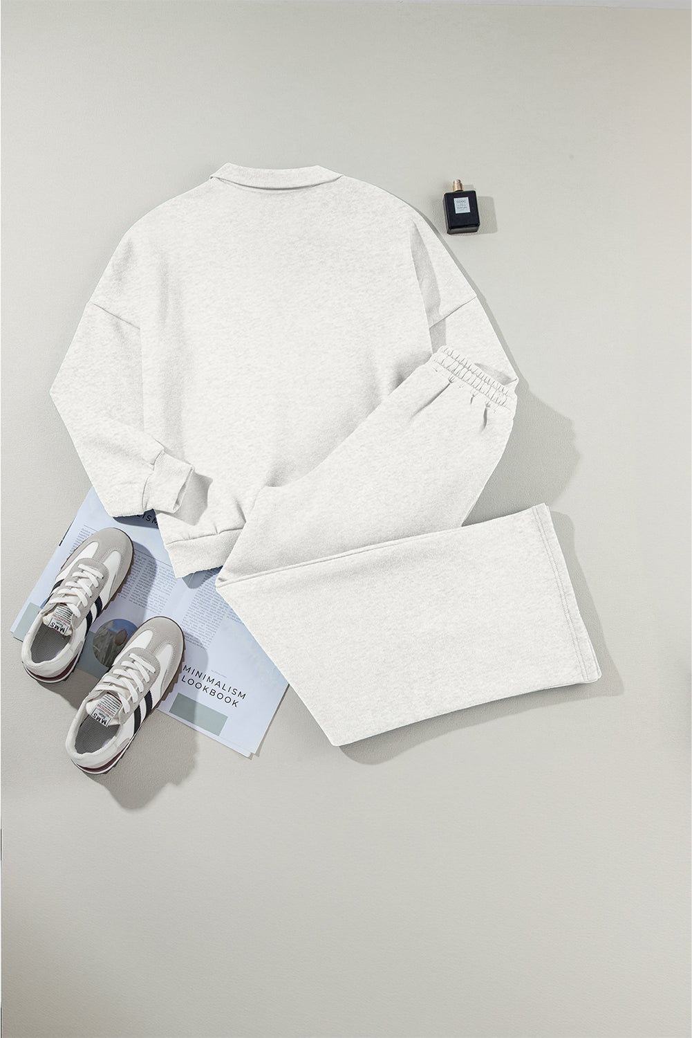 Solid Zip-Up Jacket and Drawstring Pants Set