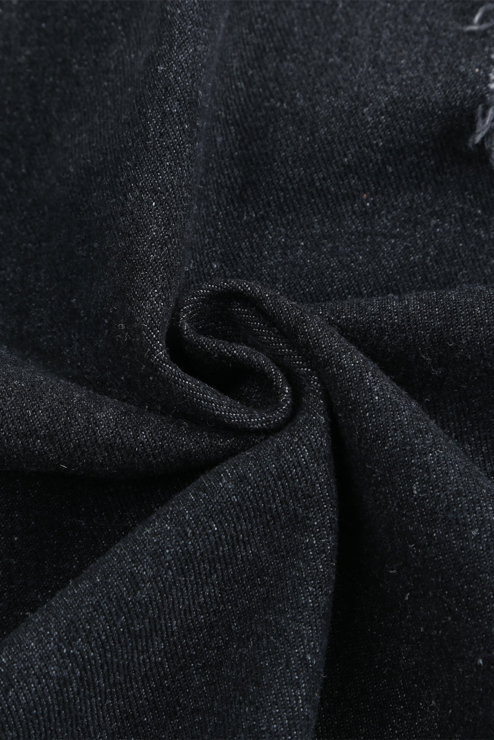 Denim Lapel Distressed Raw Hem Buttoned Jacket