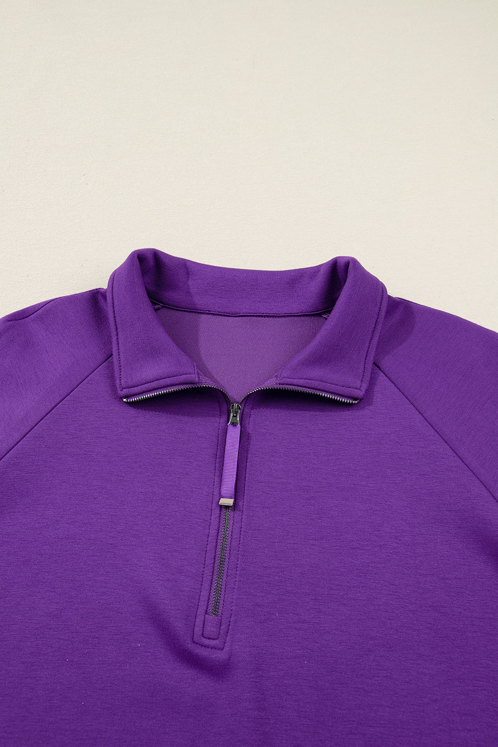 Plus Size Solid Half Zip Pullover and Mini Skirt Set