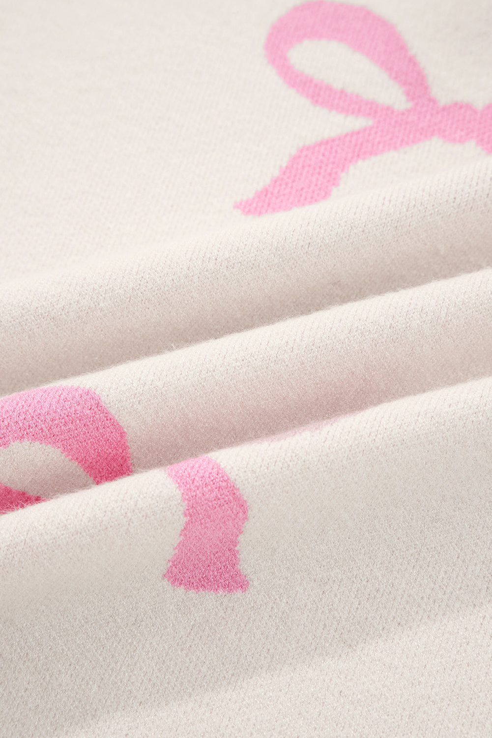 Bow Ribbed Trim Reverse Seam Drop Shoulder Sweater