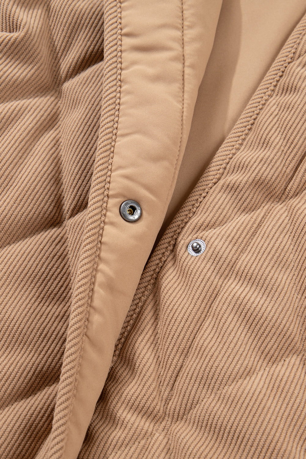 Plus Size Quilted Corduroy Snap Button Vest Jacket