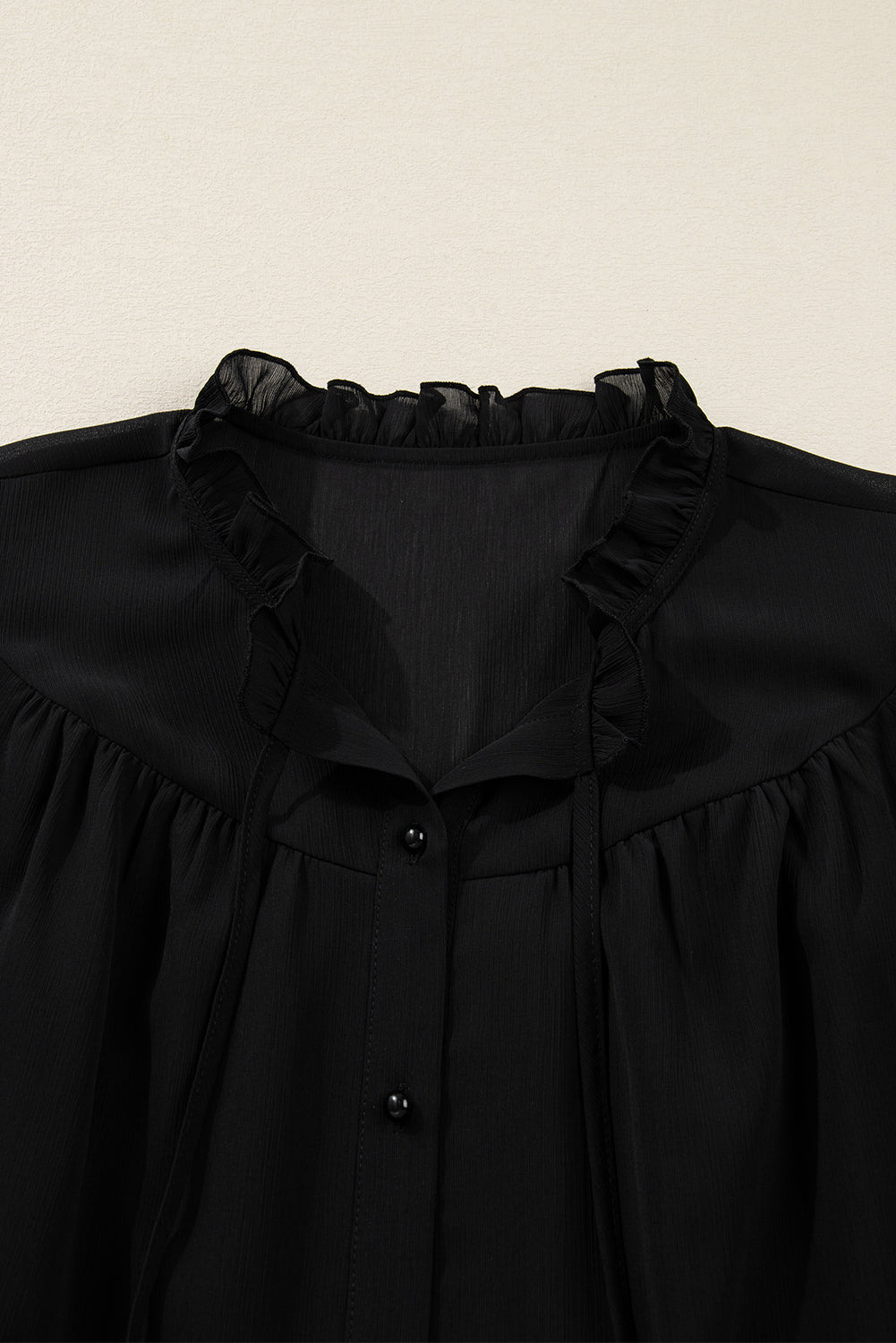 Plus Size Ruffle Balloon Sleeve Chiffon Shirt
