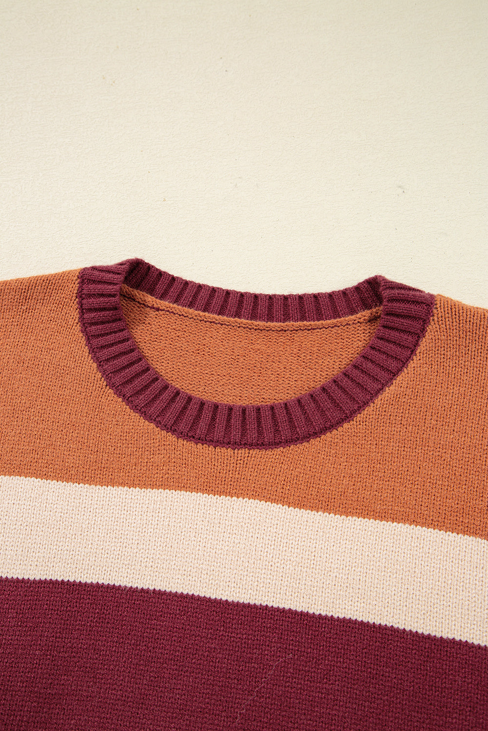 Checker Colorblock Knitted Drop Shoulder Sweater