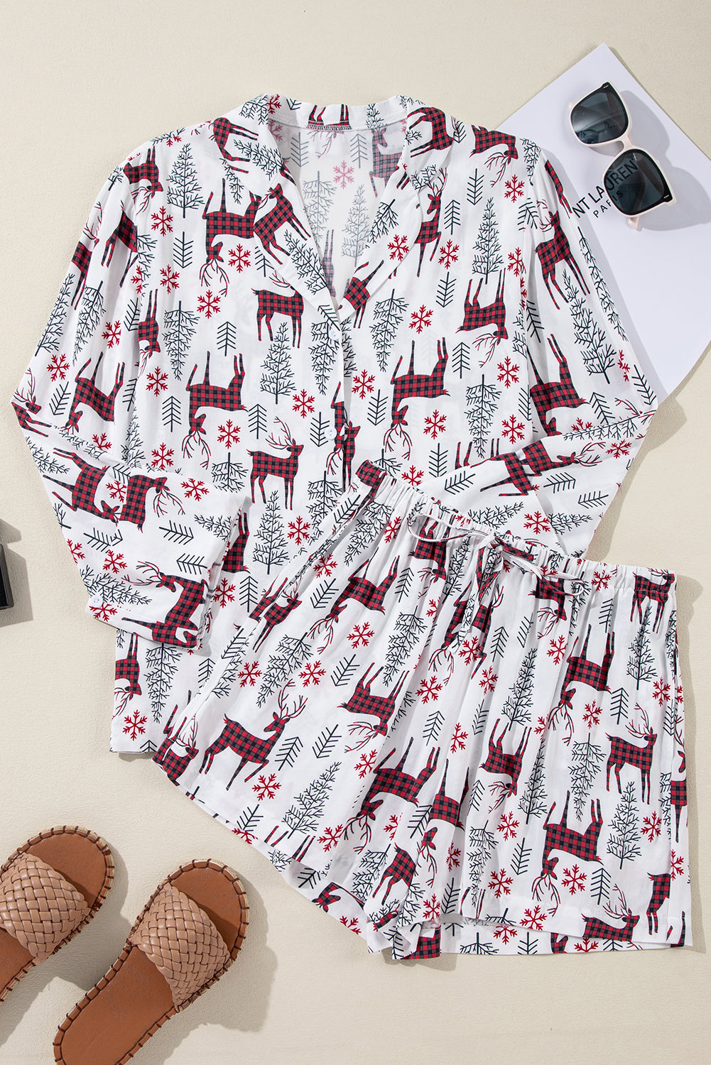 Christmas Deer Shirt and Shorts Lounge Set