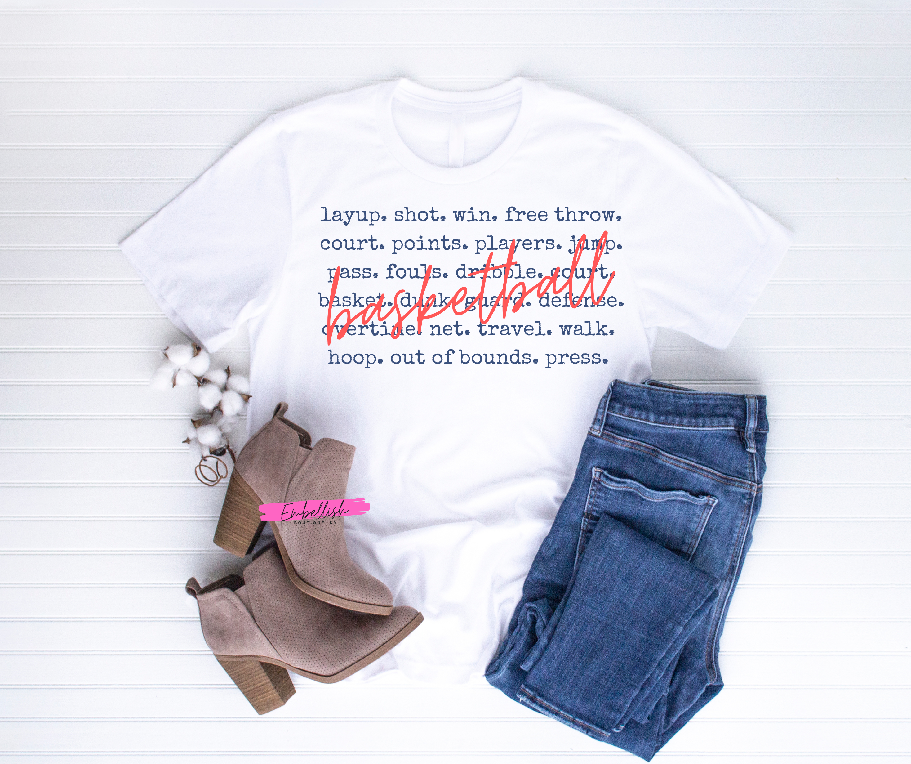 Basketball Typography Sports Words - Tee or Sweatshirt - Custom Colors