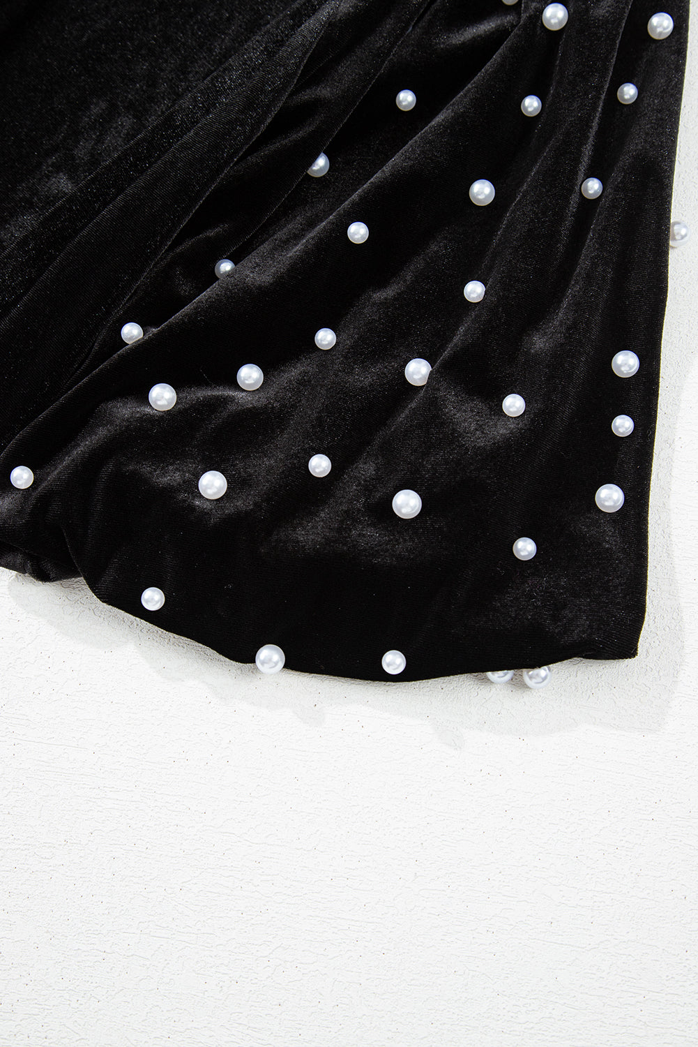 Velvet Pearl Beaded Puff Sleeve Top