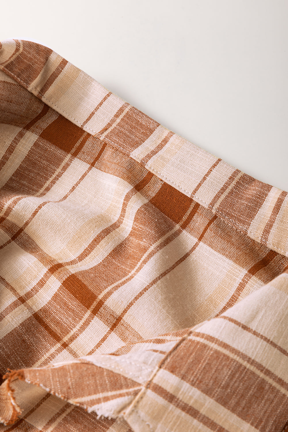 Plaid Side Pocket Frilled Babydoll Mini Dress