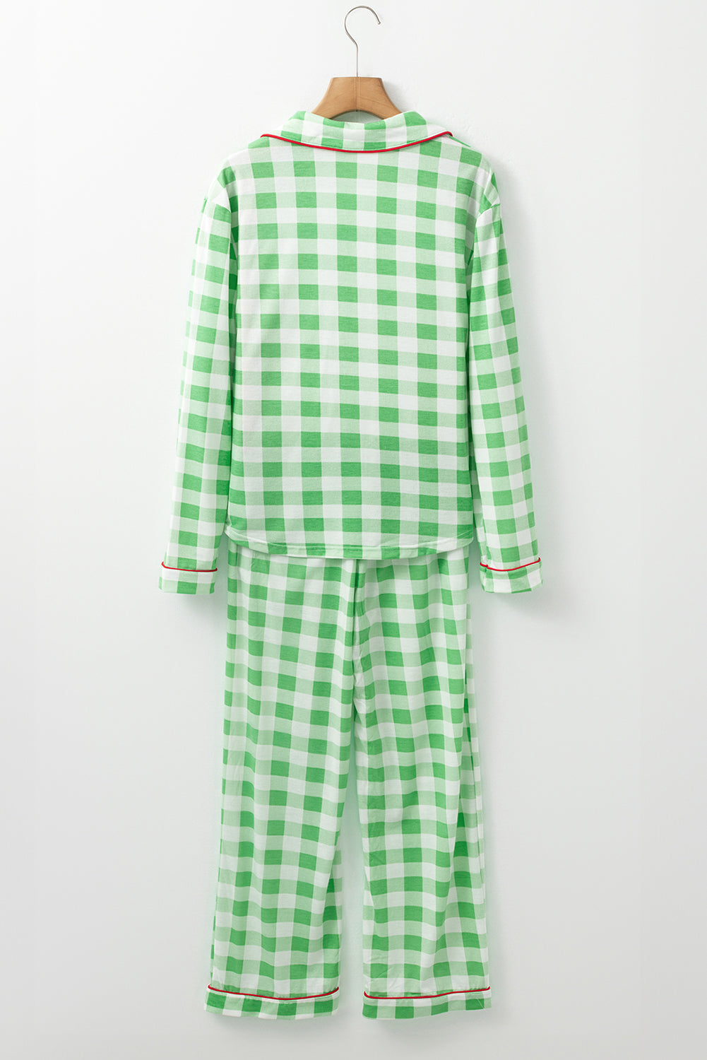 Christmas Plaid Contrast Trim Pajama Set