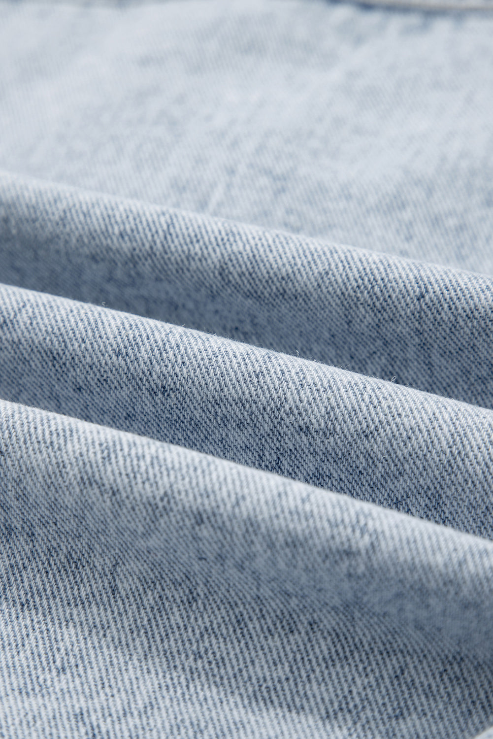 Denim Button-Front Scallop Trim Patch Pocket Vest