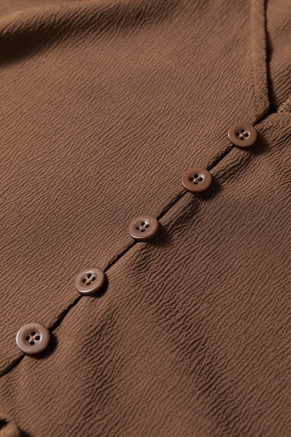 Solid Buttoned V-Neck Long Sleeve Tiered Maxi Dress