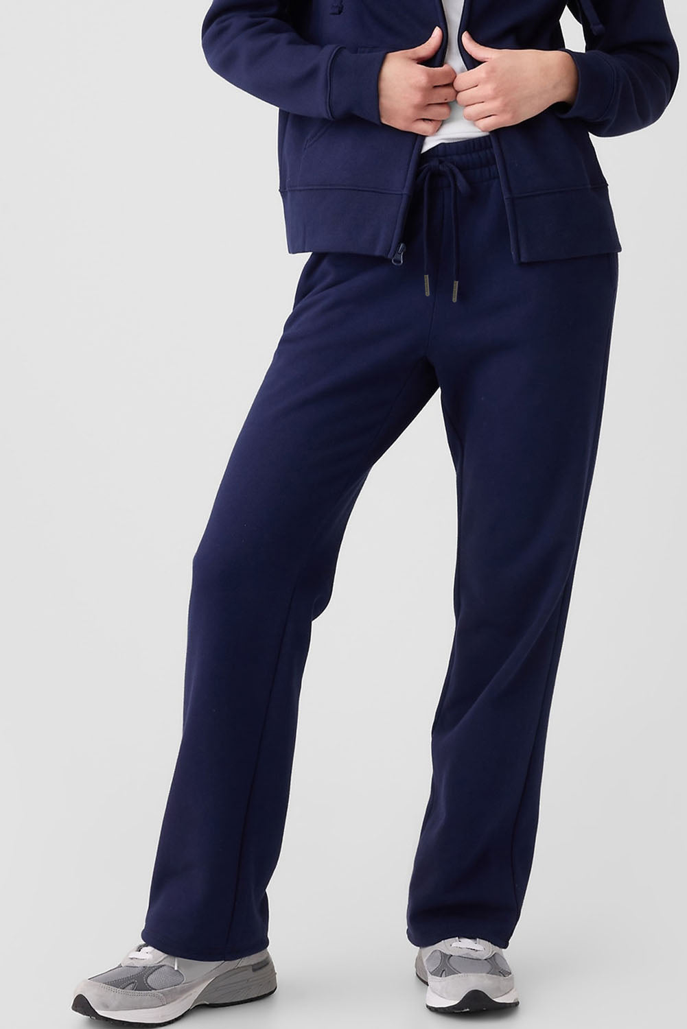 Solid Fleece-Lined Drawstring Waist Pants
