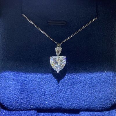 2 Carat Moissanite 925 Sterling Silver Heart Pendant Necklace