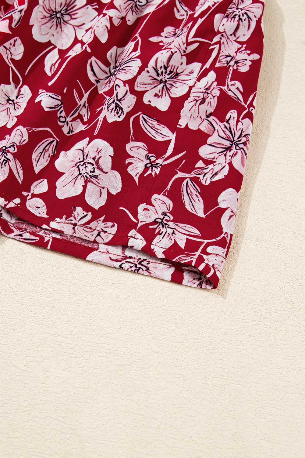 Plus Size Floral Balloon Sleeve V-Neck Mini Dress